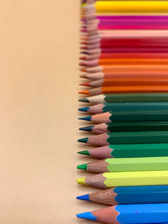 Close-up of Color Pencils, empty space to place textの写真素材