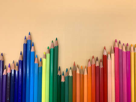 Color pencils, empty space to place textの写真素材
