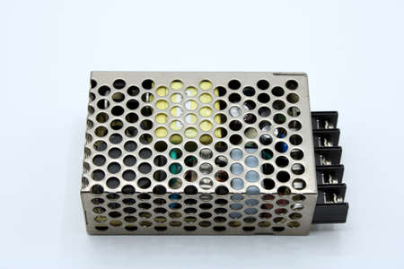 12v transformer isolated on a white backgroundの写真素材