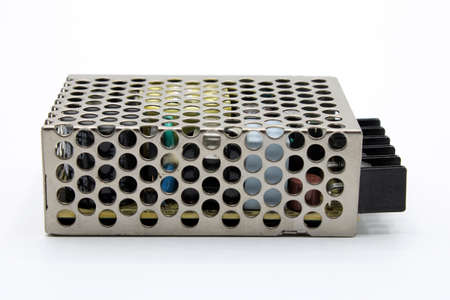 12v transformer isolated on a white backgroundの写真素材