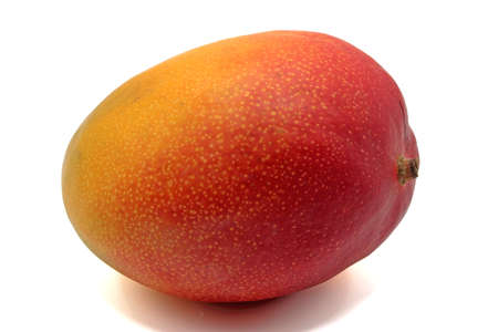 A ripe mango isolated on a white backgroundの写真素材