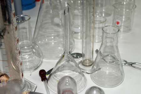 Laboratory material placed on a table