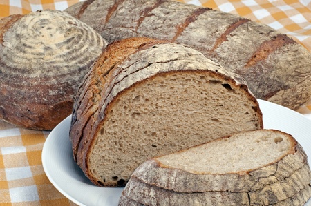 A loaf of sauer dough breadの写真素材