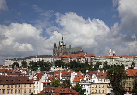 Prague, panoramic view of Hradcany and St. Vitus Cathedral