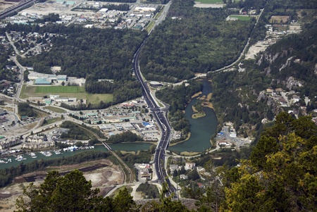 Aerial view of the City of Squamishの写真素材