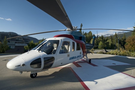 Ambulance Helicopter in mountainsのeditorial素材