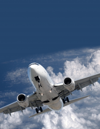 Two jet engine aircraft flyingの写真素材