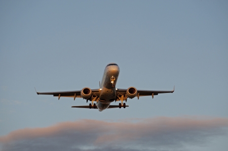 Two jet engine aircraft before landing