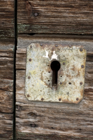 Door lock and key holeの写真素材