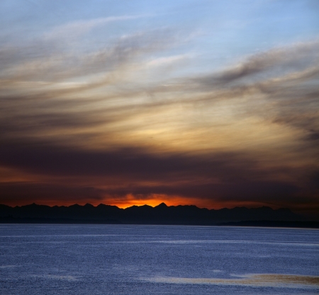Sunset above the Pacific Oceanの写真素材