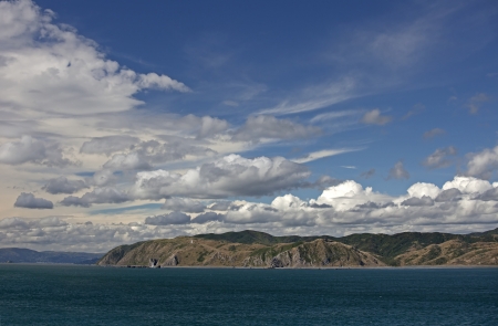 New Zealand - North Island, Pencarrow Lighthouse and Fitzroy Bayの写真素材