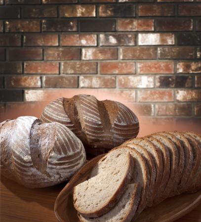 Bread - round rye sourdough breadの写真素材