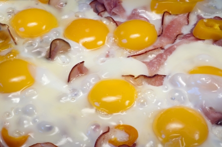 Ham and Eggs in the panの写真素材