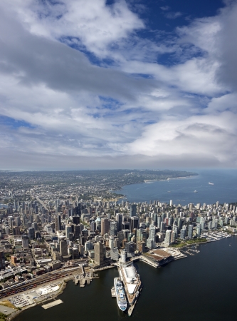 Vancouver - aerial view of downtown, English Bay and Kitsilanoの写真素材