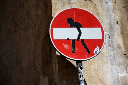 Do not enter sign at a street in Rome, Italy.のeditorial素材
