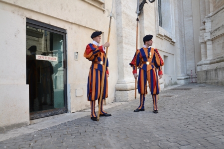 Rome, Italy - July 11: Vatican guard stands in front of Saint Peterのeditorial素材