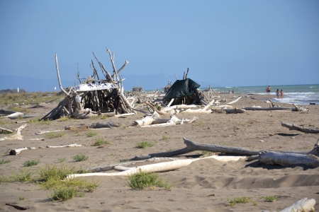 Hut on a beachの写真素材