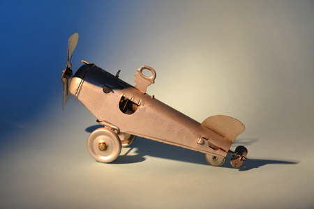 Detail of a mechanical tin toy aeroplaneの写真素材