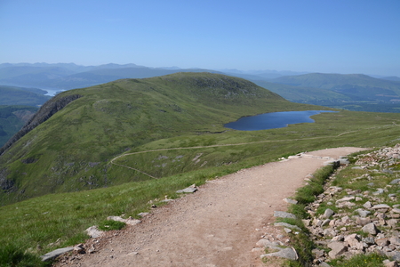 Path to the Ben Nevis summit - the highest mountain in the United Kingdom の写真素材