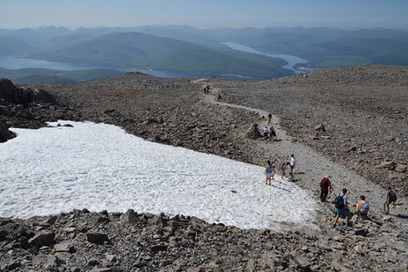 Path to the Ben Nevis summit - the highest mountain in the United Kingdom の写真素材