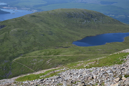 Path to the Ben Nevis summit - the highest mountain in the United Kingdom の写真素材