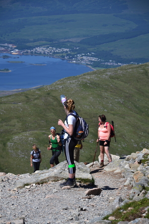 BEN NEVIS, UNITED KINGDOM - JULY 19  People hiking on the Ben Nevis summit on 19 July 2013 in Fort William, Scotland, UK のeditorial素材