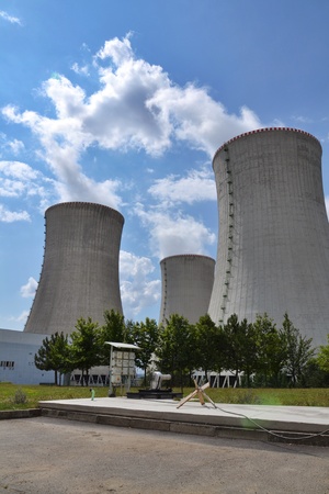 Cooling towers at the nuclear power plant in Dukovany, Czech republicの写真素材