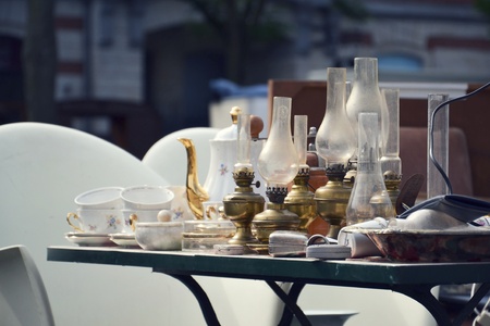 Flea market on Place du Jeu de Balle in Brussels, Belgiumのeditorial素材