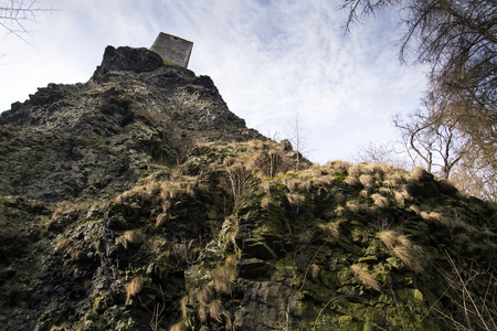 Bosky ruins of castle Trosky in Czech Republic on winter dayの写真素材