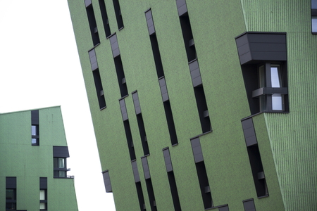 Modern residential apartments living house exterior near Gasometers of Vienna, Austriaのeditorial素材