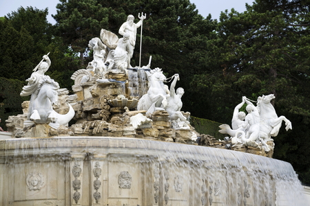 Neptune fountain in gardens of Schonbrunn Palace in Vienna Austriaのeditorial素材