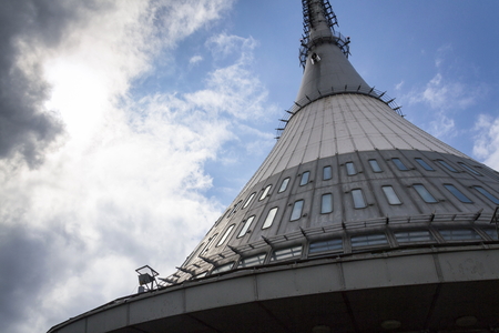 Telecommunication transmitters tower on Jested, Liberec, Czech Republicのeditorial素材