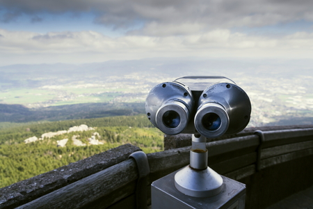 Public telescope view from Jested mountain near Liberec Czech republicの写真素材