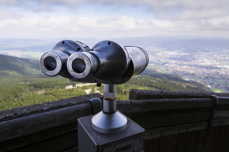 Public telescope view from Jested mountain near Liberec Czech republicの写真素材