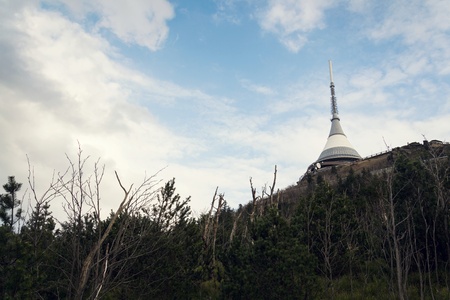 Telecommunication transmitters tower on Jested, Liberec, Czech Republicの写真素材