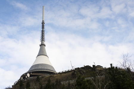 Telecommunication transmitters tower on Jested, Liberec, Czech Republicの写真素材