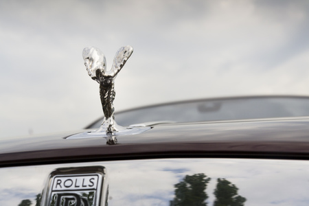 PRAGUE, CZECH REPUBLIC - MAY 20: Rolls-Royce Wraith coupÃ© car with Spirit of Ecstasy emblem - the most powerful Rolls-Royce in history on May 20, 2016 in Prague, Czech republic.のeditorial素材