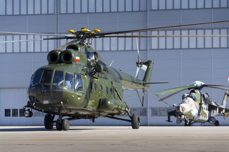 OSTRAVA, CZECH REPUBLIC - SEPTEMBER 22: Polish Mi-8T helicopter prepares for start during airshow session NATO Days on September 22, 2012 in Ostrava, Czech republic. 208 000 people visited NATO Days.のeditorial素材