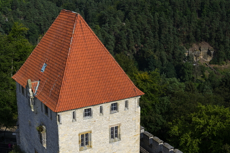 Medieval Kokorin Castle in woods of the Czech republicのeditorial素材