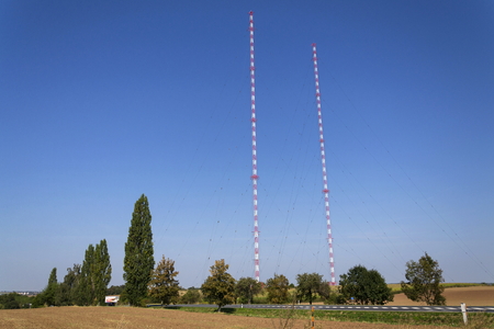 Radio transmitter tower Liblice, the highest construction in Czech republicの写真素材