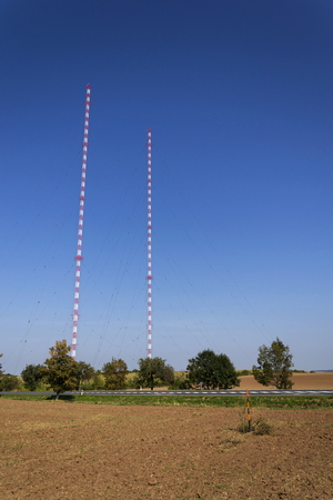 Radio transmitter tower Liblice, the highest construction in Czech republicの写真素材