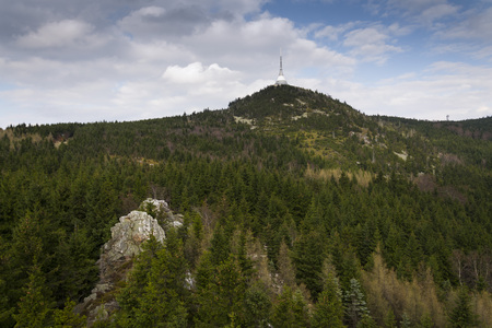 Telecommunication transmitters tower on Jested, Liberec, Czech Republicの写真素材