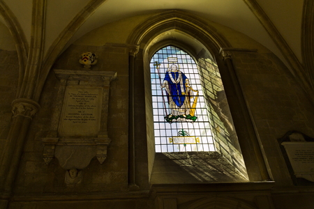 Saint David on stained glass window in Chichester Cathedralのeditorial素材