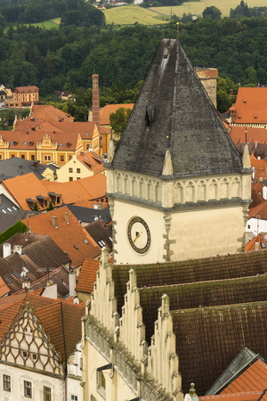 Aerial view of Old City Hall in Tabor, Czech Republicの写真素材