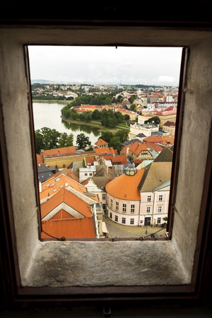 Aerial view of town Tabor in the Czech Republicの写真素材
