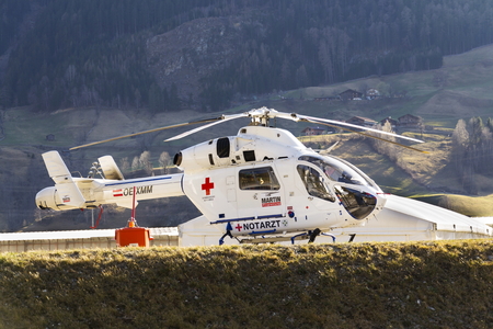 MATREI, AUSTRIA - MARCH 28: Red Cross medic MD Helicopter MD Explorer by McDonnell Douglas...