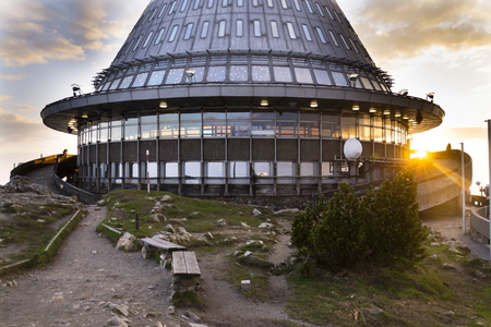Telecommunication transmitters tower on Jested, Liberec, Czech Republicのeditorial素材