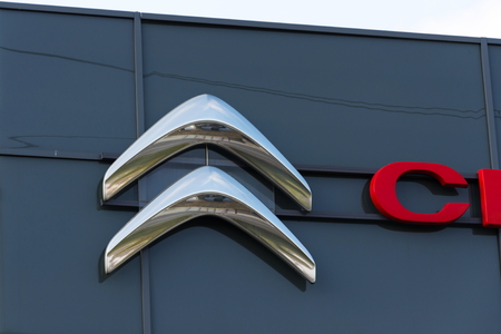 PRAGUE, CZECH REPUBLIC - NOVEMBER 5: Citroen car company company logo in front of dealership...