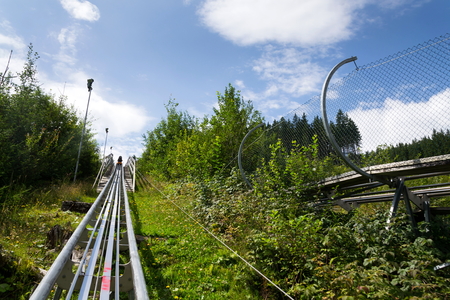 Bobsled Roller Coaster Toboggan in summer day, Rittisberg, Alps, Austriaの写真素材