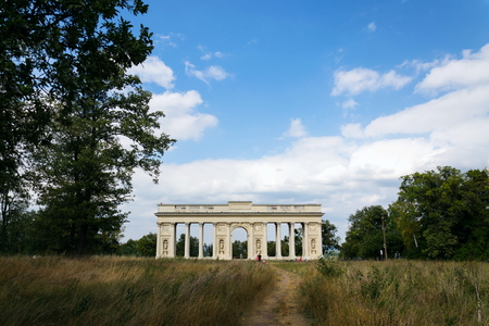 Colonnade Reistna, romantic classicist gloriette near Valtice, Moravia, Czech Republicの写真素材